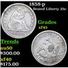 Image 1 : 1858-p Seated Liberty Quarter 25c Grades xf+