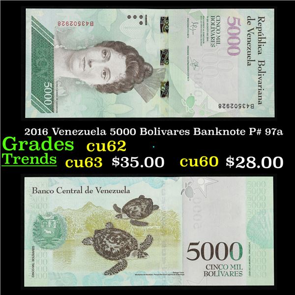 2016 Venezuela 5000 Bolivares Banknote P# 97a Grades Select CU