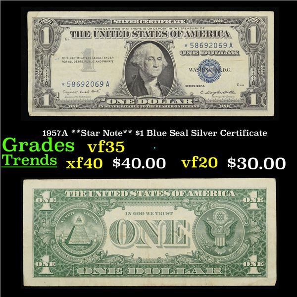 1957A **Star Note** $1 Blue Seal Silver Certificate  Grades vf++