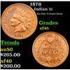 Image 1 : 1876 Indian Cent 1c Grades xf+