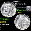 Image 1 : 1920-d Mercury Dime 10c Graded ms65 BY SEGS