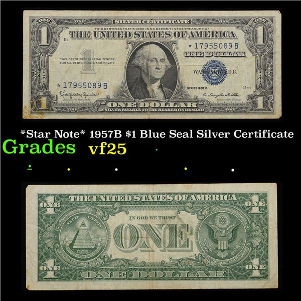 *Star Note* 1957B $1 Blue Seal Silver Certificate Grades vf+