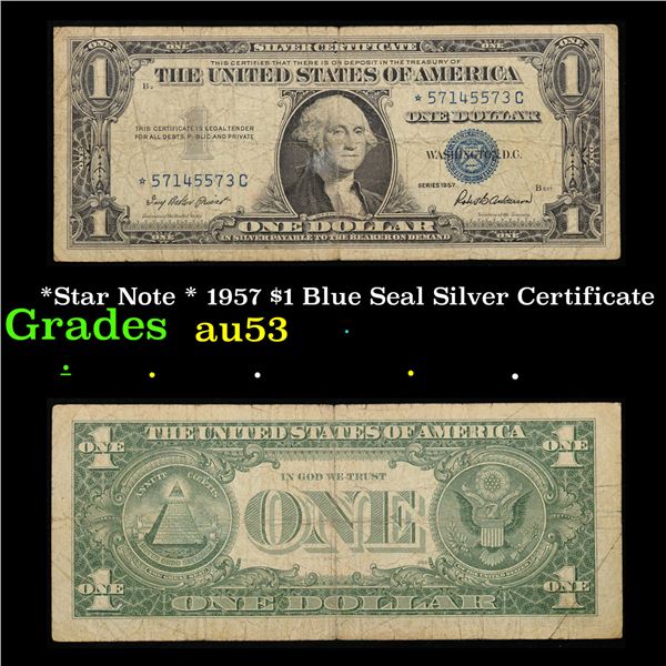 *Star Note * 1957 $1 Blue Seal Silver Certificate Grades Select AU