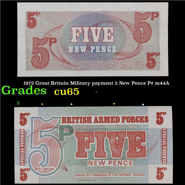 1975 Great Britain Military payment 5 New Pence P# m44A Grades Gem CU