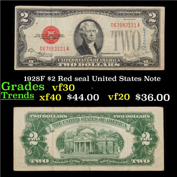 1928F $2 Red seal United States Note Grades vf++