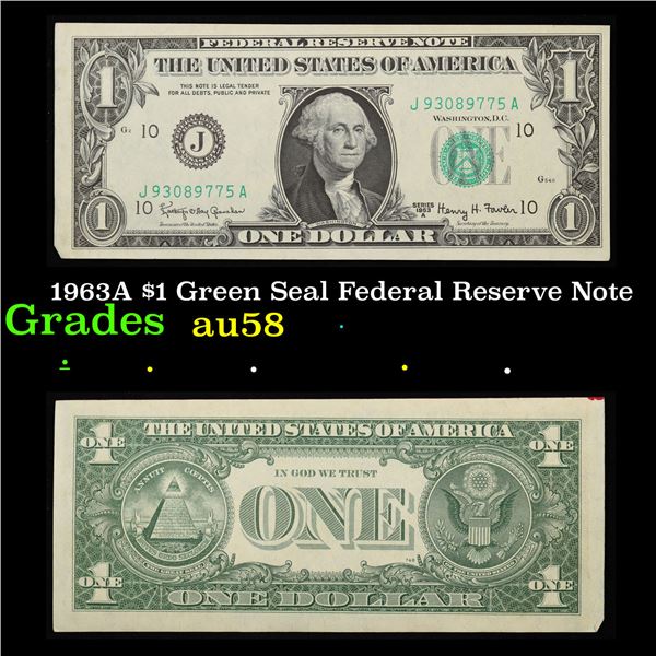 1963A $1 Green Seal Federal Reserve Note Grades Choice AU/BU Slider