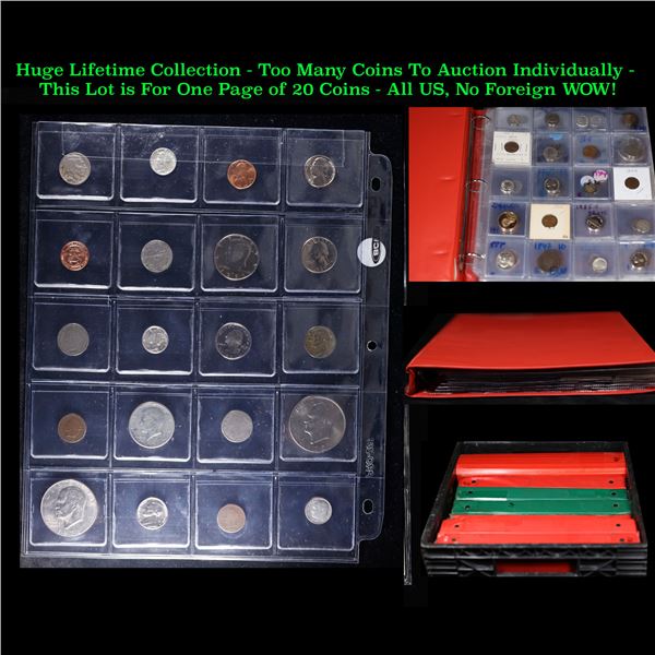 Huge Liifetime Collection - Too Many Coins To Auction Individually - This Lot is For One Page of 20 
