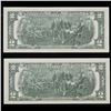 Image 3 : 2x Consecutive 1976 $2 Federal Reserve Notes (Philadelphia, PA) All CU! Grades Brilliant Uncirculate