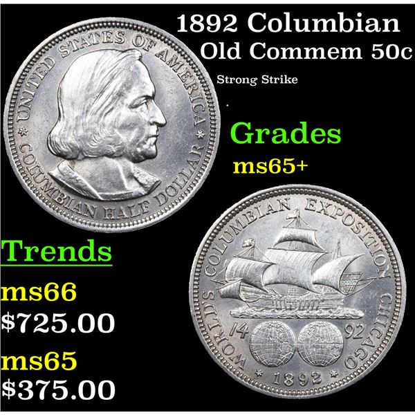 1892 Columbian Old Commem Half Dollar 50c Grades GEM+ Unc