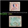 Image 1 : 1944 France 2 Franc Note (WW2 Allied Currency) P# 114B Grades vf+