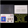 Image 1 : Silver Bicentennial of the French Revolution 1789 - 1989 FIRST DAY ISSUE - 50 Francs