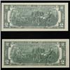Image 3 : Set of 2 Concecutive 1976 $2 Federal Reserve Note Grades CU