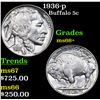Image 1 : 1936-p Buffalo Nickel 5c Grades GEM++ Unc