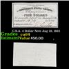 Image 1 : C.S.A. 4 Dollar Note Aug 19, 1862 Grades Choice CU