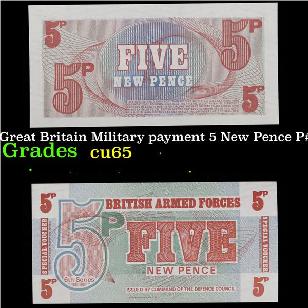 1975 Great Britain Military payment 5 New Pence P# m44A Grades Gem CU