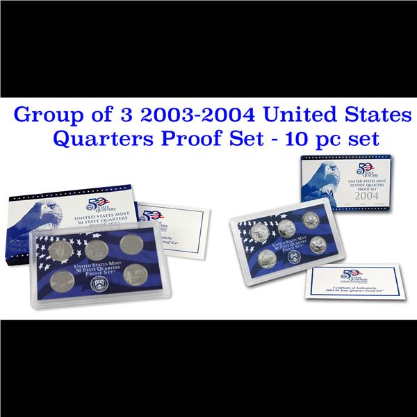Group of 2 2003-2004 United States Quarters Proof Set - 10 pc set - Low Mintage