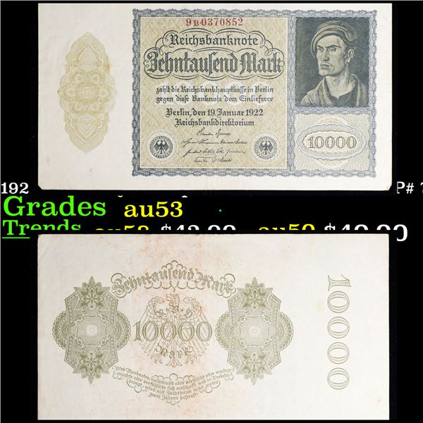 1922 Germany "Vampire" 10,000 Mark Note P# 70 Grades Select AU