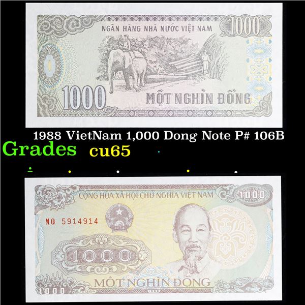 1988 VietNam 1,000 Dong Note P# 106B Grades Gem CU