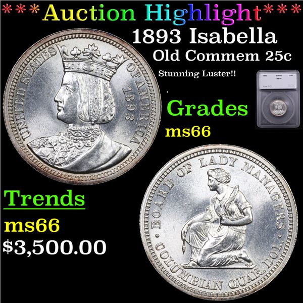 ***Auction Highlight*** 1893 Isabella Isabella Quarter 25c Graded ms66 BY SEGS (fc)