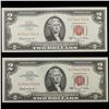 Image 2 : 2x Consecutive 1963A $2 Red Seal United States Notes, All CU! Grades Brilliant Uncirculated