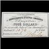 Image 2 : C.S.A. 4 Dollar Note Aug 19, 1862 Grades Choice AU/BU Slider