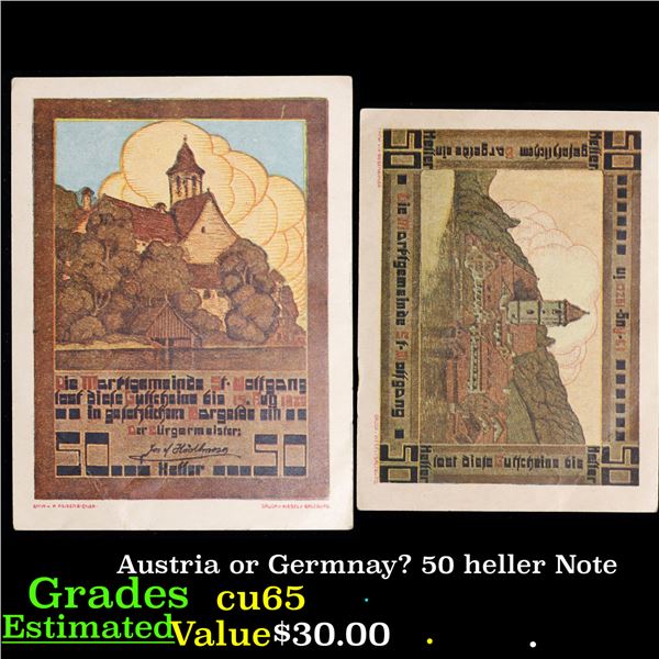 Austria or Germnay? 50 heller Note Grades Gem CU