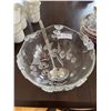 Image 1 : Floral Glass Punchbowl with Ladel