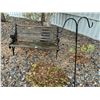 Image 1 : Iron/Wood Garden Bench & Plant Hanger - Bench May Require Small Repairs