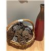 Image 1 : Wicker Basket, Decorative Pinecones, Decorative Vase