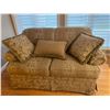 Image 1 : Designer Floral Fabric Loveseat & Throw Pillows - Excellent Condition