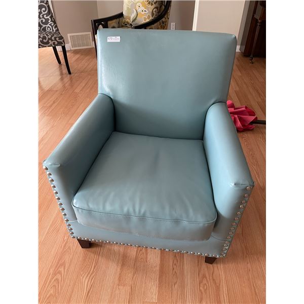 Powder Blue Designer Leather Chair - Excellent Condition!