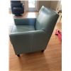 Image 2 : Powder Blue Designer Leather Chair - Excellent Condition!