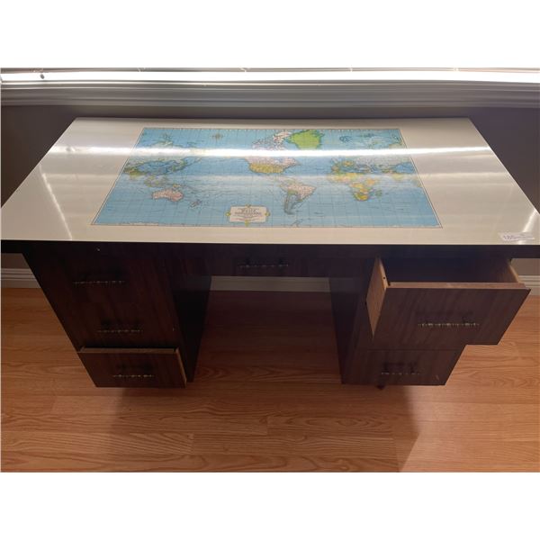 MCM Solid Wood Desk Has Cosmopolitan Map Top