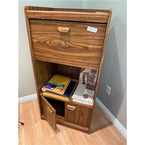 Vintage Wood Bookshelf With Pull Down Cover - 25L x 18D x 46H