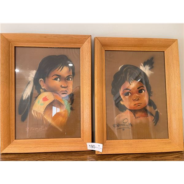 Pair of First Nations Pastel Paintings by R. Rominuk - 12 x 17