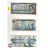 Image 1 : Canada $5 Bills (3): - 1954 Bouey/Rasminsky #UX6555540 - 1979 Lawson/Bouey #30091568344 - 1986 Crow/