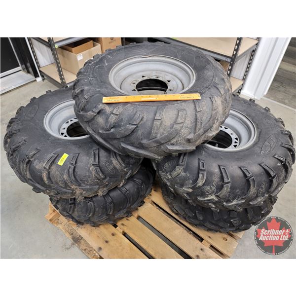 ATV Tires on Rims (5) : ~ (1) Dunlop Size AT25x10-12 ~ (1) Carlisle ...