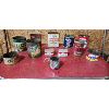 Image 1 : NO RESERVE Collection of old coffee and baking cans , 1 vintage flour shifter 