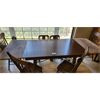 Image 2 : NO RESERVE Large antique dining room table with 6 chairs.5 ft extended to 8 ft 
