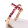 Image 3 : NEW Solid 14k Rose Gold 0.25 ctw Round Cut Blood Red Ruby Curved Cross Band Ring