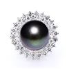 12.0mm Black Pearl and 1.35 ctw Diamond 14K White Gold Ring