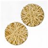 Image 1 : New Solid 14K Yellow Gold Large Round Tangled Wire Button Omega Back Earrings