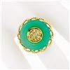 Image 3 : Vintage 18K Gold Braided Twisted Wire Frame Circle Platter Cocktail Jade Ring