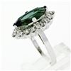 Image 9 : Vintage 14K White Gold 2.72 ctw Marquise Cut Green Tourmaline & Diamond Halo Rin