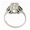 Image 8 : Antique Art Deco 18K White Gold .46 ctw Diamond Sapphire Open Etched Dinner Ring