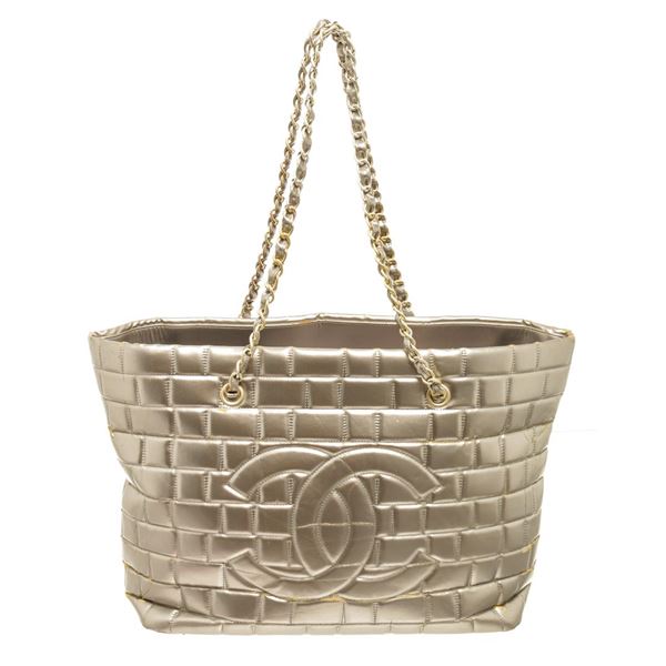 Chanel Silver Quilted Lambskin Igloo Tote Bag