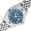 Image 1 : Rolex Quickset Blue Roman Dial Diamond And Sapphire Datejust Wristwatch