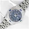 Image 2 : Rolex Quickset Blue Roman Dial Diamond And Sapphire Datejust Wristwatch