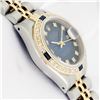 Image 7 : Rolex Ladies 2T Quickset Factory Blue Vignette Diamond Datejust Wristwatch 26MM