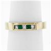 Unisex 18K Yellow Gold 0.33 ctw Princess Cut Diamond & Square Emerald Band Ring